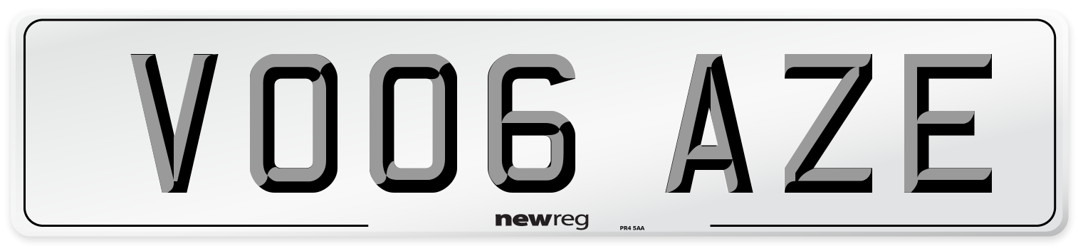 VO06 AZE Number Plate from New Reg
